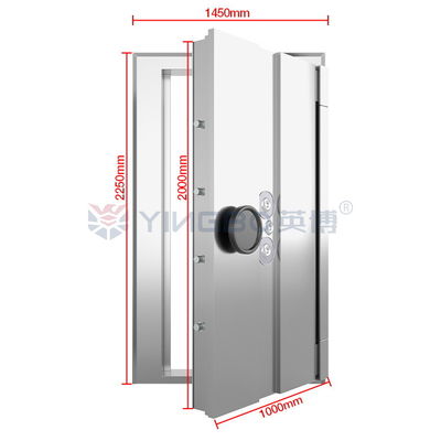 H2250*W1450mm Αντικόπτης Σύγχρονη πόρτα θυρίδας τράπεζας Τρία κλειδαριά σύνδεση YB/VC-2