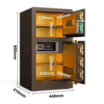 Δύο πόρτες Custom Safe Box Φαγογραφικό κλειδί H31.5in YB/RS-80D Καφέ