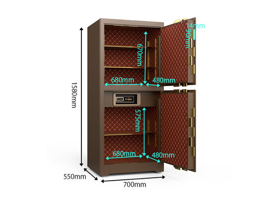10mm Solid Steel Door Panel Commercial Safe Box Alarm Fingerprint+Password+Key Unlock