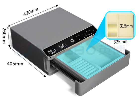 Κουτάβι για κοσμήματα με δερμάτινη επίστρωση με διπλό συναγερμό και αυτόματο άνοιγμα, μονόστρωμα
