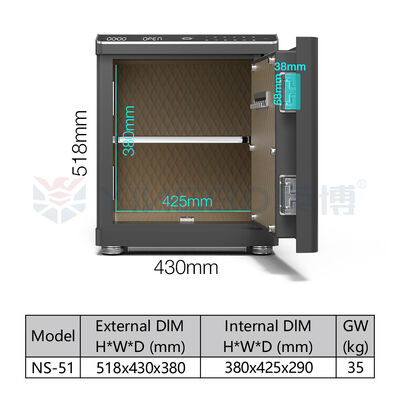 Σημαντικό χάλυβα έξυπνο χρηματοκιβώτιο κινητοποιημένο συρτάρι βιομετρική κλειδαριά διπλό συναγερμό