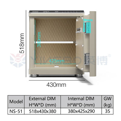 Έξυπνο χρηματοκιβώτιο βιομετρικό από συμπαγή χάλυβα με διπλό συναγερμό, θύρα USB και φωτισμό LED